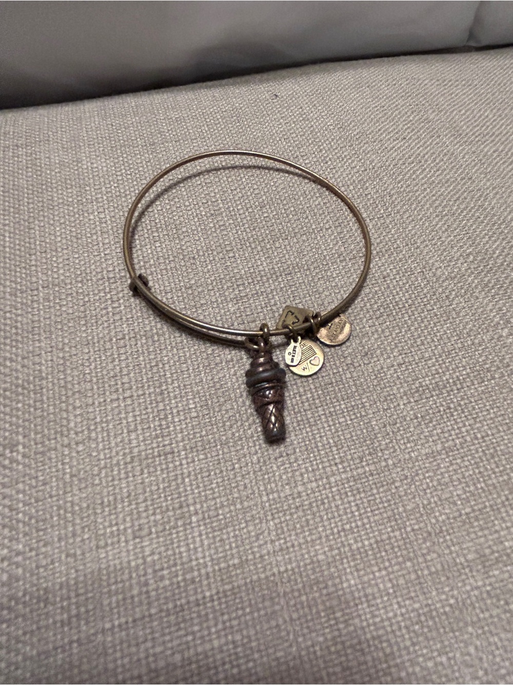 Alex and Ani Bronze-tone Ice Cream Cone Charm Bangle